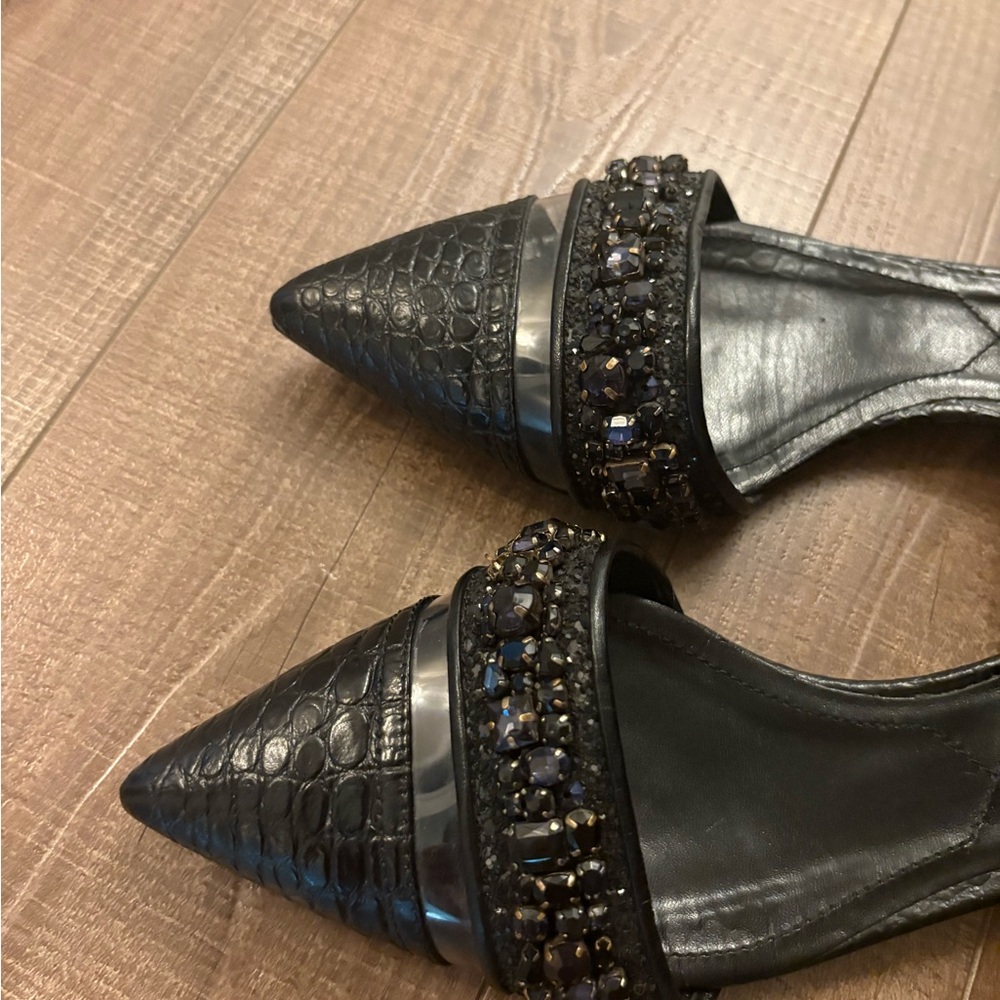 Erdem by Kirkwood Elegant Black Embellished Women's Shoes, size 40 - Picture 2 of 10